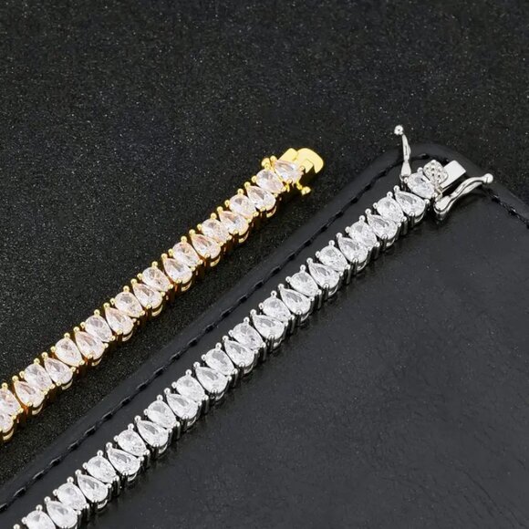 2ct Teardrop Diamond Womens 14K White Gold Tennis Bracelet 14 K Silver Jewelry - Picture 8 of 8